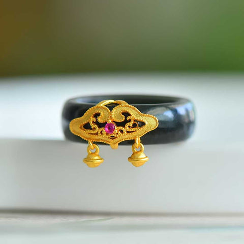 1466-6# Cincin Perak Sterling 925 Bertatahkan Giok Hetian 18.5 mm Hitam Simbol Keberuntungan 💍, gioknya halus dan hangat, desainnya baru dan unik, segar dan elegan, enak dipandang. Ongkos kirim dan pajak sudah termasuk.