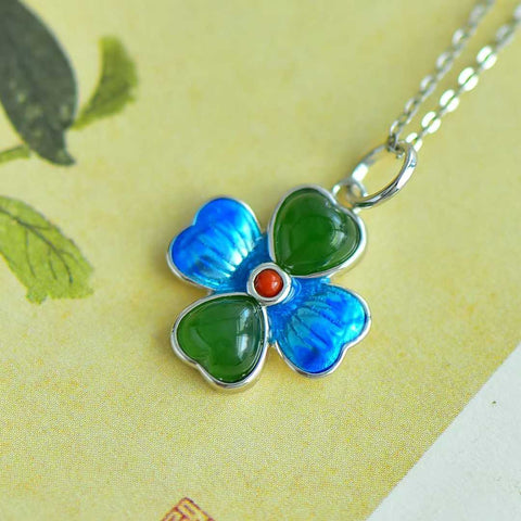 6666-6# Liontin Enamel Seri Bunga Sakura Giok Perak Sterling 925. Pengerjaan yang indah, desain sederhana dan elegan, gaya modis. Pengiriman dan pajak sudah termasuk.