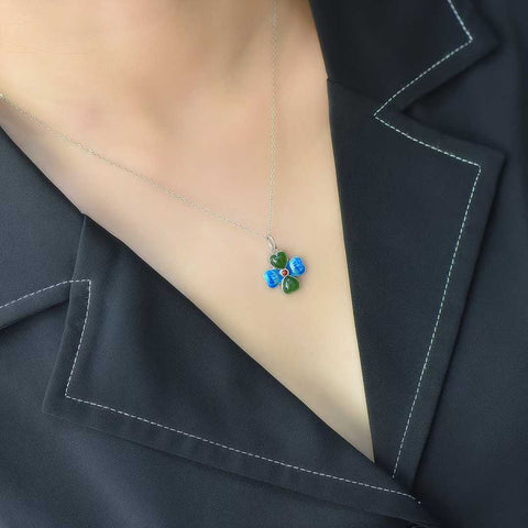 6666-6# Liontin Enamel Seri Bunga Sakura Giok Perak Sterling 925. Pengerjaan yang indah, desain sederhana dan elegan, gaya modis. Pengiriman dan pajak sudah termasuk.