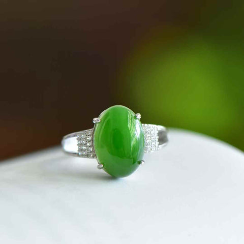 11099#925 Cincin Perak Sterling dengan Batu Giok Hetian Cabochon Desain Bambu 💍 Gioknya lembut dan hangat saat disentuh. Desainnya baru, unik, segar, dan elegan, enak dipandang. Ongkos kirim dan pajak sudah termasuk.