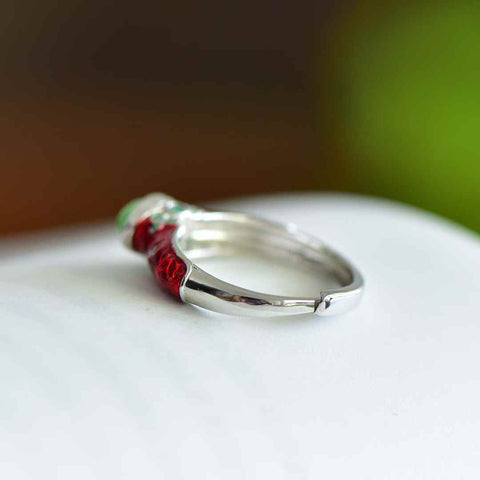 11507#925 Cincin Enamel Cabochon Giok Hetian Bertatahkan Perak💍 (Gioknya halus dan hangat saat disentuh; desainnya baru dan unik, segar dan elegan, enak dipandang. Ongkos kirim dan pajak sudah termasuk.)