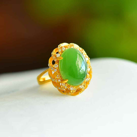 11088-6# Cincin Perak Sterling 925 dengan Batu Giok Hetian Cabochon, Dikelilingi Bintang dan Bulan, Cincin Perak Polos 💍, termasuk ongkos kirim dan pajak.