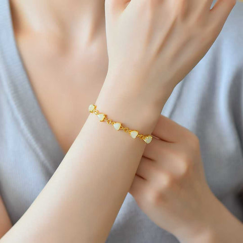 6096-2# Gelang Zirkon Berbentuk Hati (5*5) dengan Batu Giok Hetian Bertatahkan Perak 925. Batu gioknya hangat dan lembut, dan desainnya baru dan unik. Ongkos kirim dan pajak sudah termasuk.