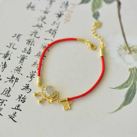 6094-2s925 Gelang Zirkon Kunci Ruyi Giok Hetian Bertatahkan Perak, Giok Putih, Ukuran 7*9 (termasuk ongkos kirim dan pajak)