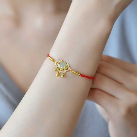 6094-2s925 Gelang Zirkon Kunci Ruyi Giok Hetian Bertatahkan Perak, Giok Putih, Ukuran 7*9 (termasuk ongkos kirim dan pajak)