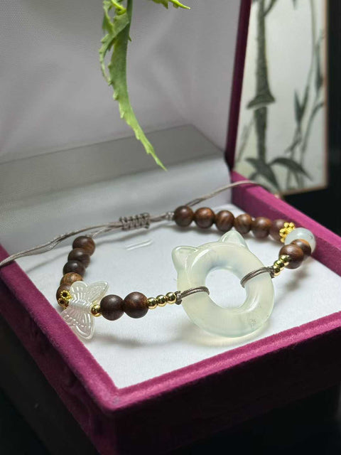 Gelang Giok Xiuyan Alami "Kucing Keberuntungan" 🤩 Buatan Tangan, dengan tekstur hangat dan lembut ✨ Ukuran sekitar 25×7㎜ (termasuk ongkos kirim dan pajak)