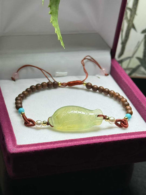 Gelang giok Xiuyan alami "Ikan Berlimpah Setiap Tahun" 🤩🤩🤩 Desain baru dan unik, buatan tangan ✨ Ukuran sekitar 29×14×9㎜ (termasuk ongkos kirim dan pajak)