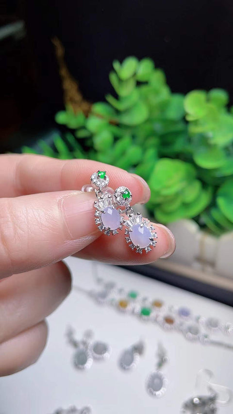 Anting-anting giok alami, material tambang lama, dipasang pada perak 925, ukuran batu permata 5x6, termasuk ongkos kirim dan pajak.