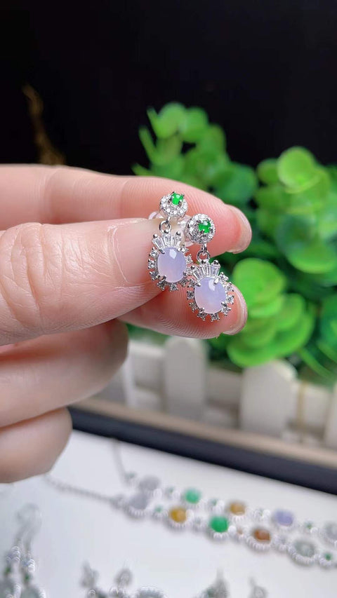Anting-anting giok alami, material tambang lama, dipasang pada perak 925, ukuran batu permata 5x6, termasuk ongkos kirim dan pajak.