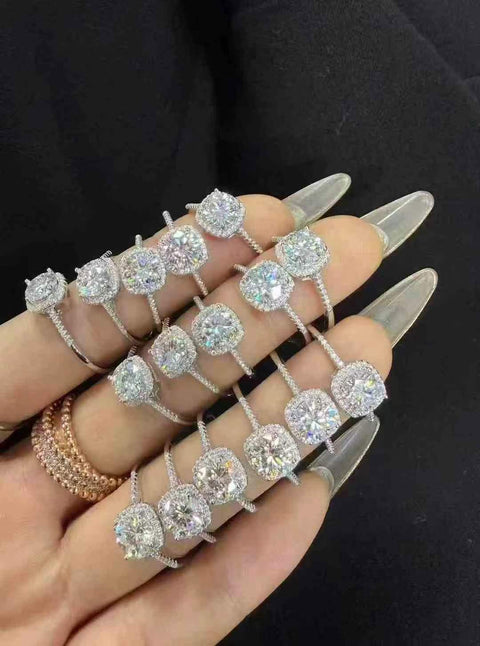 Cincin kubus gula kecil, moissanite, kualitas super tinggi, rangka perak sterling 925, termasuk ongkos kirim dan pajak.