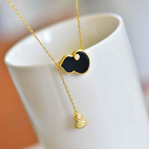 5301-6# Liontin labu giok hitam Hetian bertatahkan perak tradisional, 13×16 cm, termasuk ongkos kirim dan pajak.