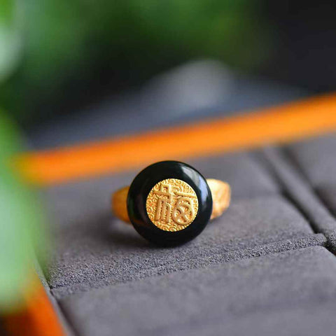 1369-6# Set Cincin Perak Sterling 925 dengan Batu Giok Putih dan Hitam Hetian 💍 Termasuk ongkos kirim dan pajak.
