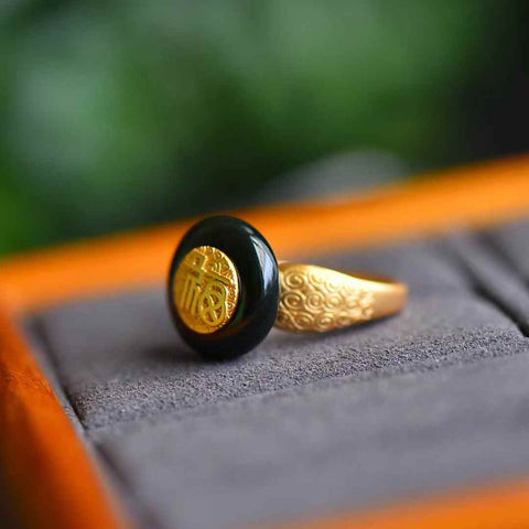 1369-6# Set Cincin Perak Sterling 925 dengan Batu Giok Putih dan Hitam Hetian 💍 Termasuk ongkos kirim dan pajak.