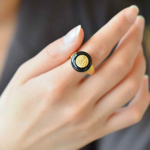 1369-6# Set Cincin Perak Sterling 925 dengan Batu Giok Putih dan Hitam Hetian 💍 Termasuk ongkos kirim dan pajak.