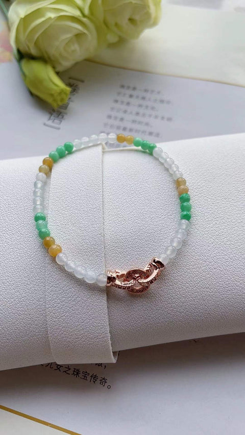 Gelang giok alami, warna cerah, indah dan bergaya, sangat menawan, tembus pandang yang sangat baik, ukuran 0.4, termasuk ongkos kirim dan pajak.