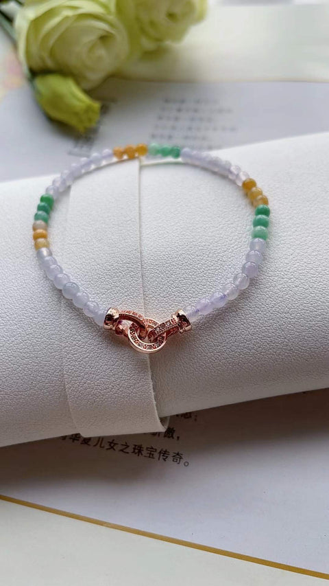 Gelang giok alami, warna cerah, indah dan bergaya, sangat menawan, tembus pandang yang sangat baik, ukuran 0.4, termasuk ongkos kirim dan pajak.