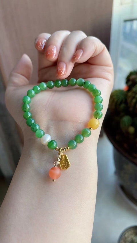 Gelang jasper alami, bahan pit tua, warna-warni, sangat indah di tangan, ukuran 0,6 sudah termasuk pajak pengiriman!