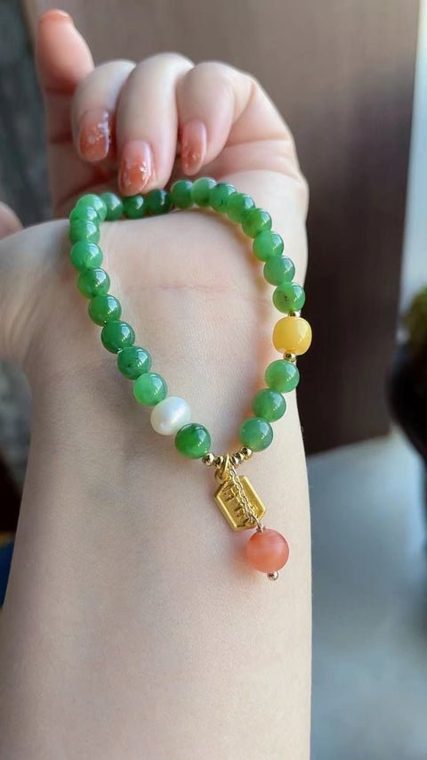 Gelang jasper alami, bahan pit tua, warna-warni, sangat indah di tangan, ukuran 0,6 sudah termasuk pajak pengiriman!