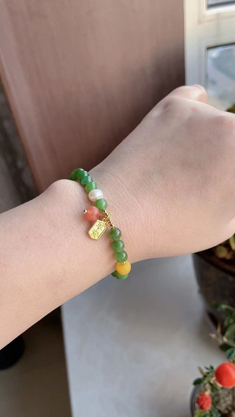 Gelang jasper alami, bahan pit tua, warna-warni, sangat indah di tangan, ukuran 0,6 sudah termasuk pajak pengiriman!