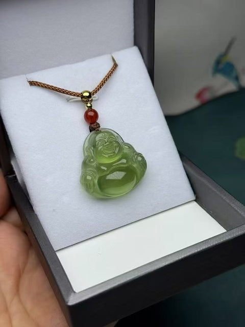 Bahan Natural Cui Jade 180 “Maitreya Buddha” berarti mulut yang tersenyum selalu terbuka, mengharapkan kesuksesan; batu giok ini sangat halus dan lembut Ukuran: 28 x 10㎜ Sudah termasuk ongkos kirim dan pajak.