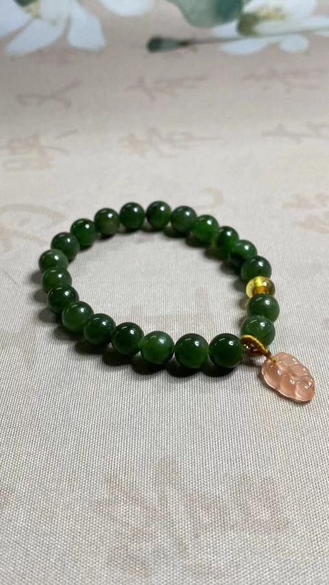 Gelang Jasper Halus dengan aksesoris cantik Perdamaian dan kemakmuran Ukuran: 8mm Termasuk ongkos kirim dan pajak