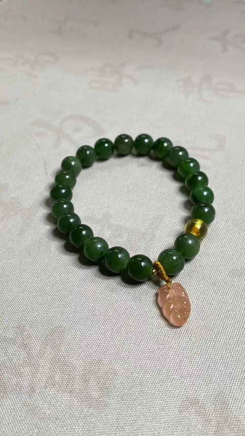 Gelang Jasper Halus dengan aksesoris cantik Perdamaian dan kemakmuran Ukuran: 8mm Termasuk ongkos kirim dan pajak