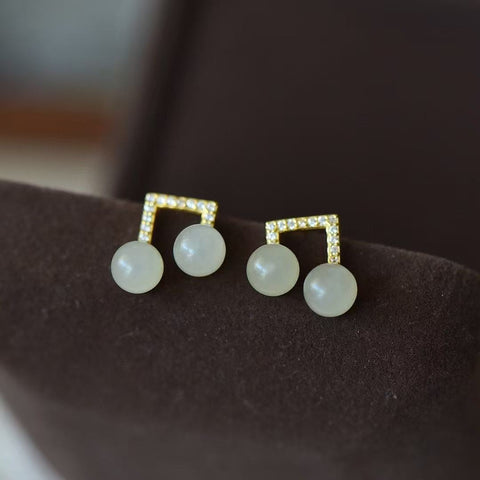 Anting-anting Perak S925 dengan Inlay Giok Hetian, Bambu Qing Shui, dan Zirkonia 【Spesifikasi】Batu mentah: 6x6 Termasuk biaya pengiriman dan pajak