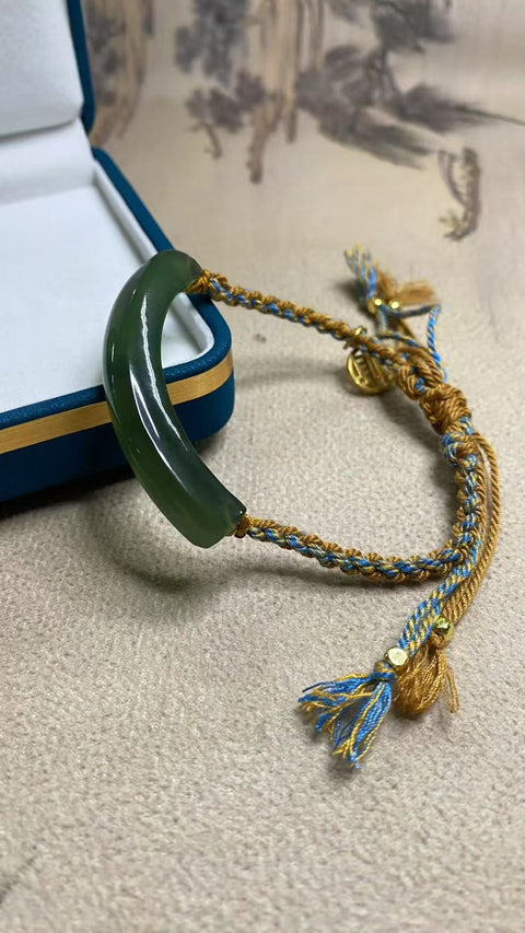 Gelang tangan dari giok Xiuyan berwarna hijau penuh, dapat disesuaikan, ukuran: 52 x 8 mm Termasuk biaya pengiriman dan pajak.