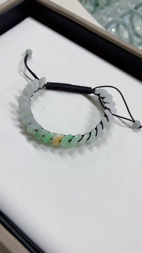 Gelang giok alami, bahan lubang tua, alas halus dan hangat, bahan tiga warna yang indah, spesifikasi 0,9, termasuk pajak pengiriman