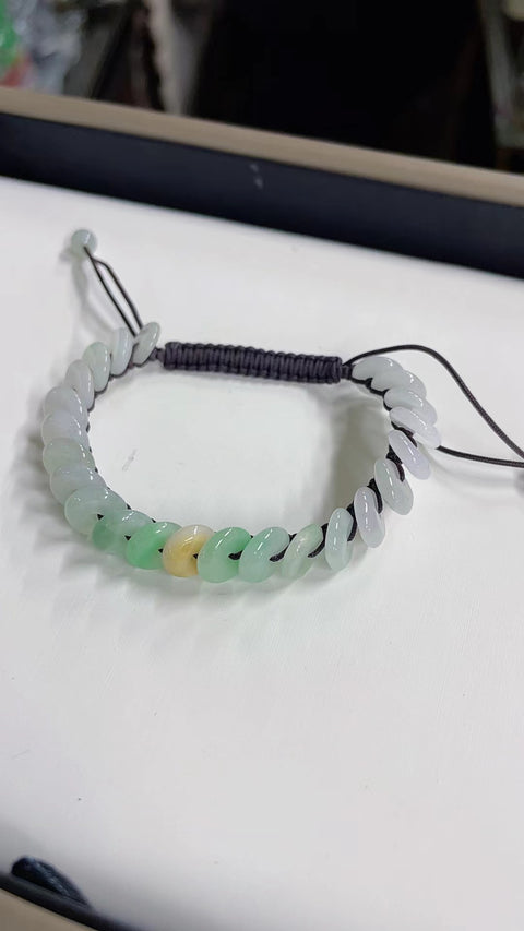 Gelang giok alami, bahan lubang tua, alas halus dan hangat, bahan tiga warna yang indah, spesifikasi 0,9, termasuk pajak pengiriman