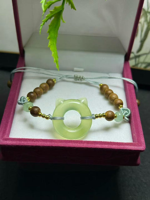 Gelang "Kucing Keberuntungan" dari giok Xiuyan alami 🤩 Buatan tangan, dengan tekstur hangat dan lembut ✨ Ukuran sekitar 26×7㎜ (termasuk ongkos kirim dan pajak)