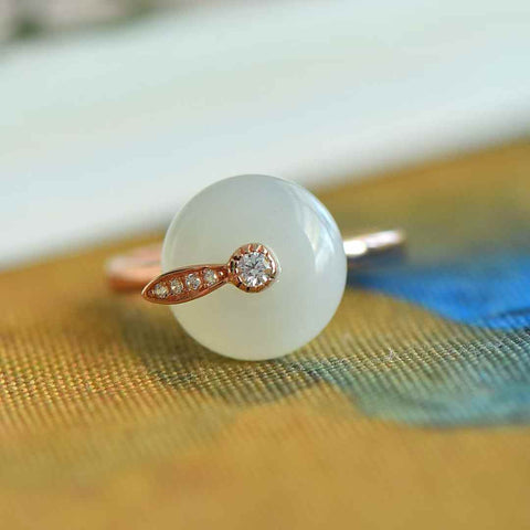 1284-1# Cincin perak sterling 925 bertatahkan gesper pengaman giok Hetian, dimensi batu permata: 12*12 mm (termasuk ongkos kirim dan pajak).