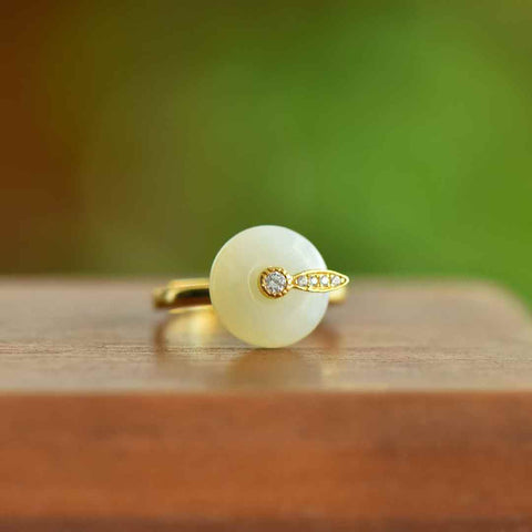 1284-1# Cincin perak sterling 925 bertatahkan gesper pengaman giok Hetian, dimensi batu permata: 12*12 mm (termasuk ongkos kirim dan pajak).