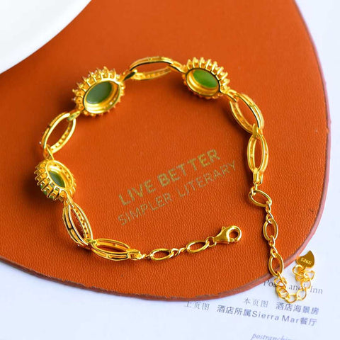 🍃Produk baru dari butik: Gelang perak sterling bertatahkan giok Hetian alami. Permukaannya bertatahkan giok alami dengan sangat indah. Nomor barang: 15933-2#. Ongkos kirim dan pajak sudah termasuk.