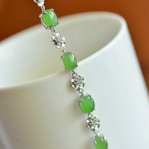 15927# Gelang perak S925 bertatahkan batu giok Hetian (6*8 buah), termasuk ongkos kirim dan pajak.