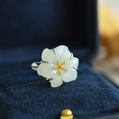 Cincin 1028925, perak bertatahkan giok Hetian, cincin perak cabochon, termasuk ongkos kirim dan pajak.