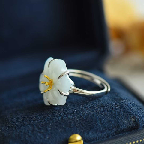 Cincin 1028925, perak bertatahkan giok Hetian, cincin perak cabochon, termasuk ongkos kirim dan pajak.