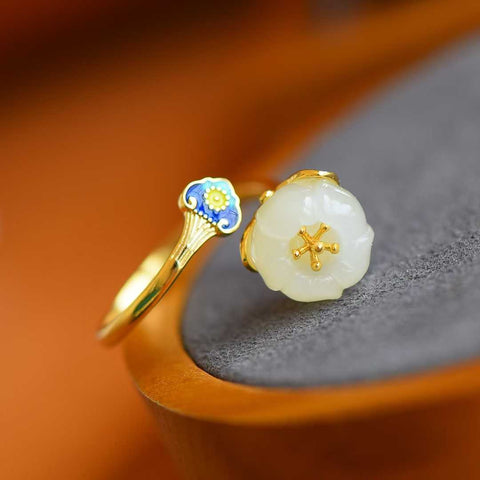 1023-2# Cincin Perak Sterling 925 dengan Giok Putih, Batu 12*12mm, termasuk ongkos kirim dan pajak.