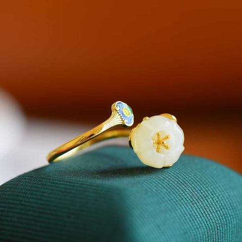 1023-2# Cincin Perak Sterling 925 dengan Giok Putih, Batu 12*12mm, termasuk ongkos kirim dan pajak.