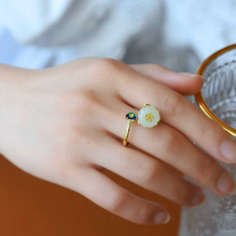 1023-2# Cincin Perak Sterling 925 dengan Giok Putih, Batu 12*12mm, termasuk ongkos kirim dan pajak.