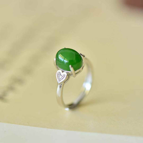 Cincin perak sterling 11119s925 bertatahkan batu giok Hetian berbentuk hati, batu lepas: 8*10 cm, termasuk ongkos kirim dan pajak.