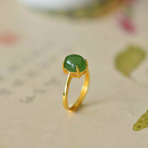 11116-2# Anting-anting Cabochon Giok Hetian Perak Sterling 925 (Emas Tebal) - Desain unik, kualitas giok yang hangat dan lembut, menarik perhatian dan mencolok saat dikenakan. Harga cantik: 8*10 (termasuk ongkos kirim dan pajak).