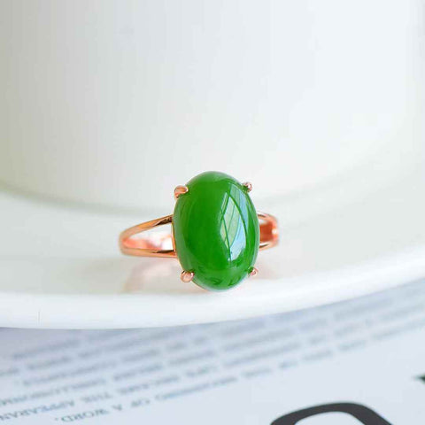11096-1# Cincin perak sterling 925 dengan batu permata cabochon yang dipasang pada giok Hetian (batu permata 10*14mm), termasuk ongkos kirim dan pajak.