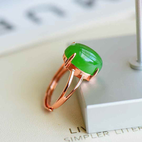 11096-1# Cincin perak sterling 925 dengan batu permata cabochon yang dipasang pada giok Hetian (batu permata 10*14mm), termasuk ongkos kirim dan pajak.