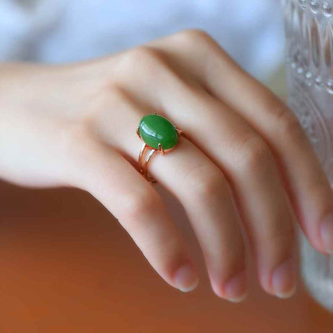11096-1# Cincin perak sterling 925 dengan batu permata cabochon yang dipasang pada giok Hetian (batu permata 10*14mm), termasuk ongkos kirim dan pajak.