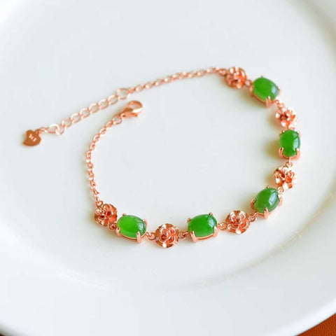 15927# Gelang perak S925 bertatahkan batu giok Hetian (6*8 buah), termasuk ongkos kirim dan pajak.