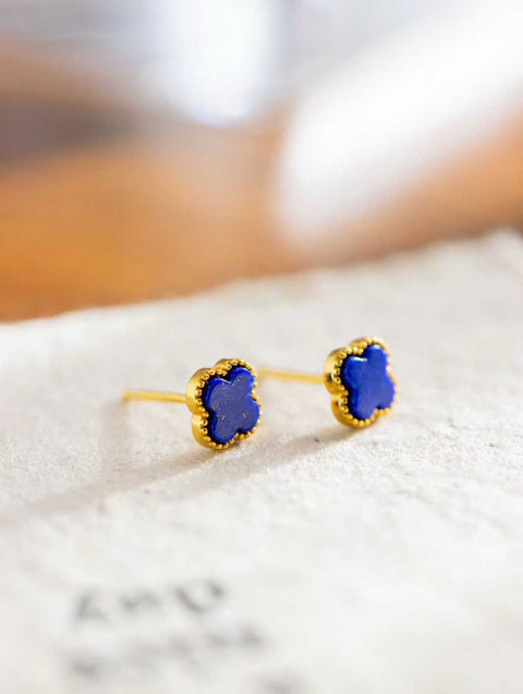 Anting-anting lapis lazuli berbentuk daun semanggi empat helai dari perak sterling 925: Rangka perak sterling 925 kokoh dan tidak akan lepas. Harga sudah termasuk ongkos kirim dan pajak.