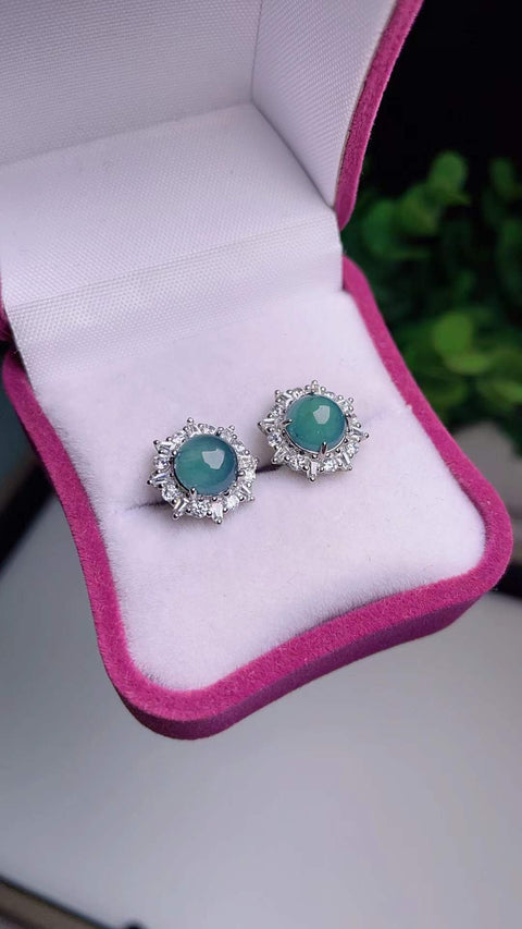 Anting-anting kancing giok alami, dari tambang kuno, dengan tekstur halus dan hangat, dipasang pada perak 925, ukuran 0,8 cm, termasuk ongkos kirim dan pajak.