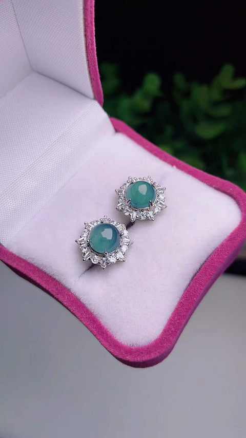 Anting-anting kancing giok alami, dari tambang kuno, dengan tekstur halus dan hangat, dipasang pada perak 925, ukuran 0,8 cm, termasuk ongkos kirim dan pajak.