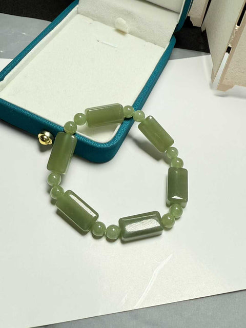 Gelang liontin giok Hetian "Kehidupan Damai", bahan tambang tua berwarna kuning kehijauan, ukuran sekitar 18×9×5,5mm, termasuk ongkos kirim dan pajak.